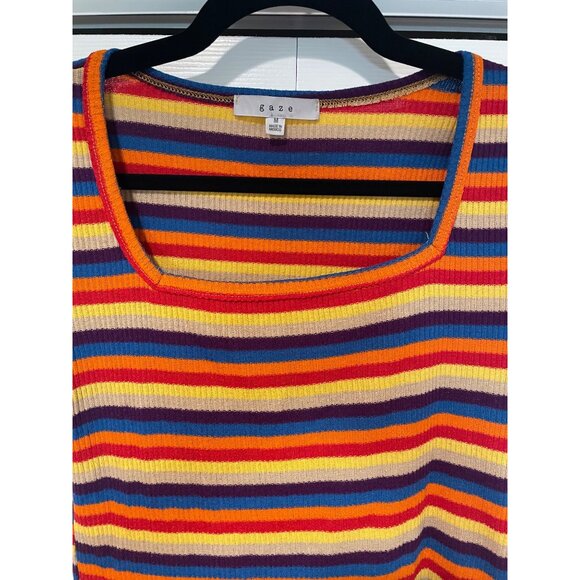 Gaze Womens Striped Retro Cropped Rainbow Baby Tee Size M Y2K Twee Colorful - Picture 5 of 9